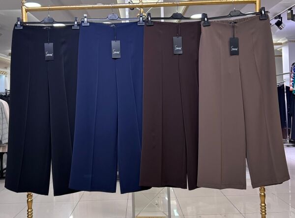 ARKASI LASTİKLİ KISA GENİŞ PAÇA PANTOLON/SENTEZ