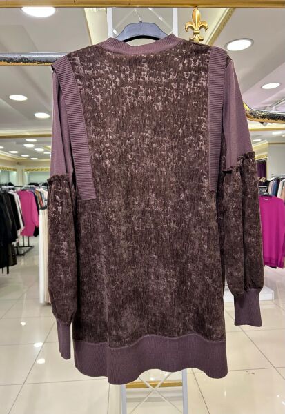 DÜĞME DTY. KADİFE VE YÜN TRİKO KOMBİNLİ TUNİK /GHISA   