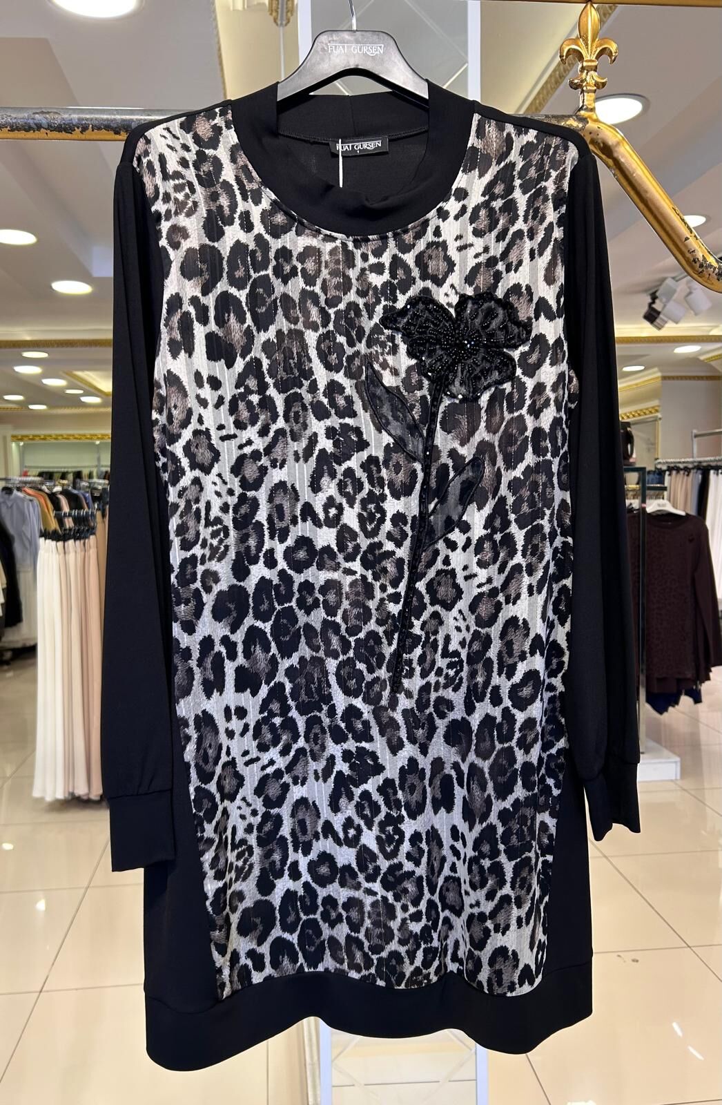 LEOPAR DESEN TAŞ İŞLEMELİ TUNİK/ FUAT GÜRŞEN 