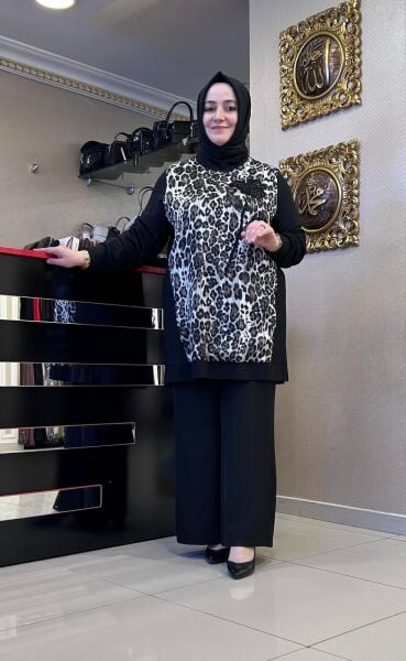 LEOPAR DESEN TAŞ İŞLEMELİ TUNİK/ FUAT GÜRŞEN 
