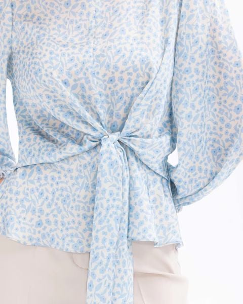 ÇİÇEK DESENLİ BELİ BÜZGÜLÜ BLUZ