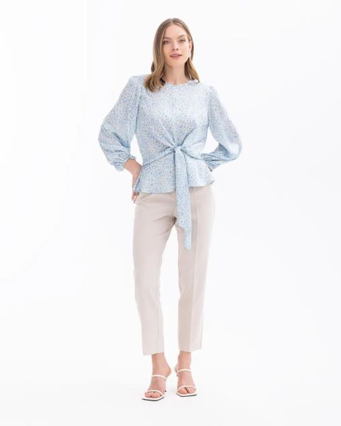 ÇİÇEK DESENLİ BELİ BÜZGÜLÜ BLUZ