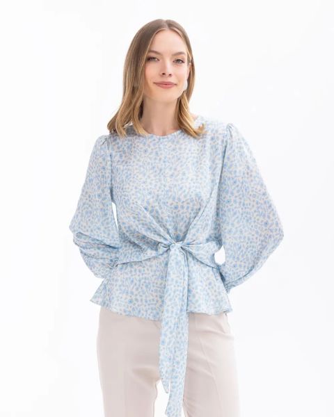 ÇİÇEK DESENLİ BELİ BÜZGÜLÜ BLUZ