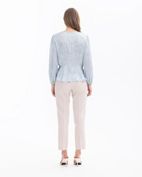 ÇİÇEK DESENLİ BELİ BÜZGÜLÜ BLUZ