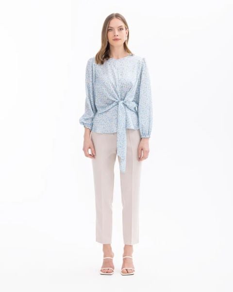 ÇİÇEK DESENLİ BELİ BÜZGÜLÜ BLUZ