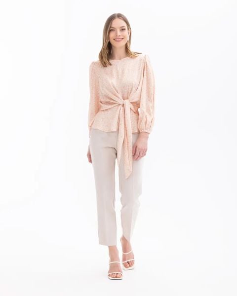 ÇİÇEK DESENLİ BELİ BÜZGÜLÜ BLUZ