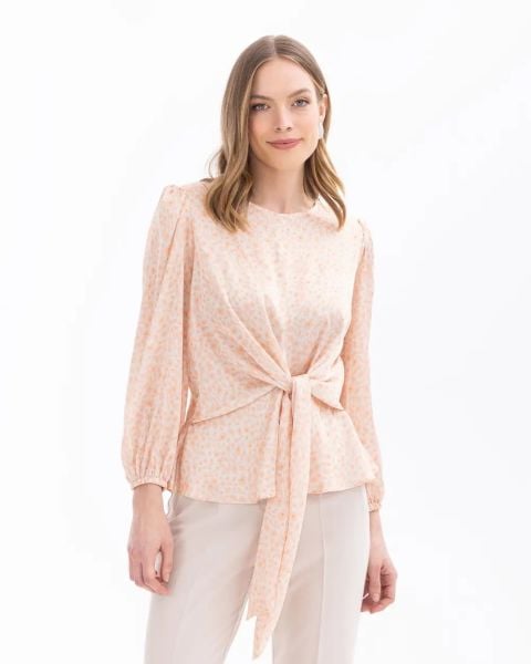 ÇİÇEK DESENLİ BELİ BÜZGÜLÜ BLUZ