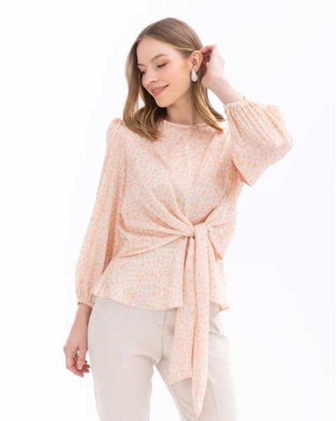 ÇİÇEK DESENLİ BELİ BÜZGÜLÜ BLUZ