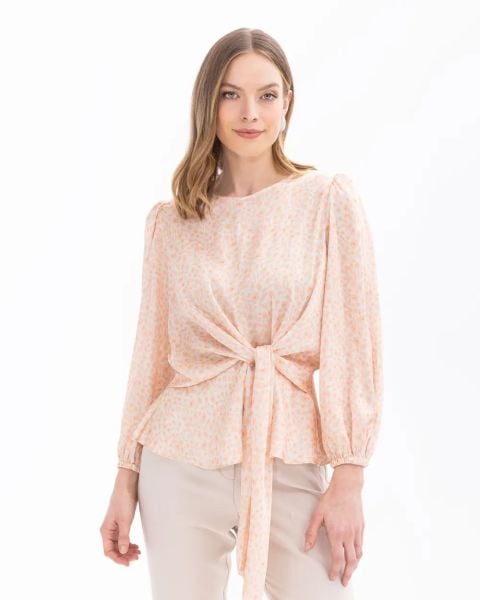 ÇİÇEK DESENLİ BELİ BÜZGÜLÜ BLUZ