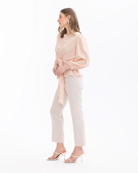 ÇİÇEK DESENLİ BELİ BÜZGÜLÜ BLUZ