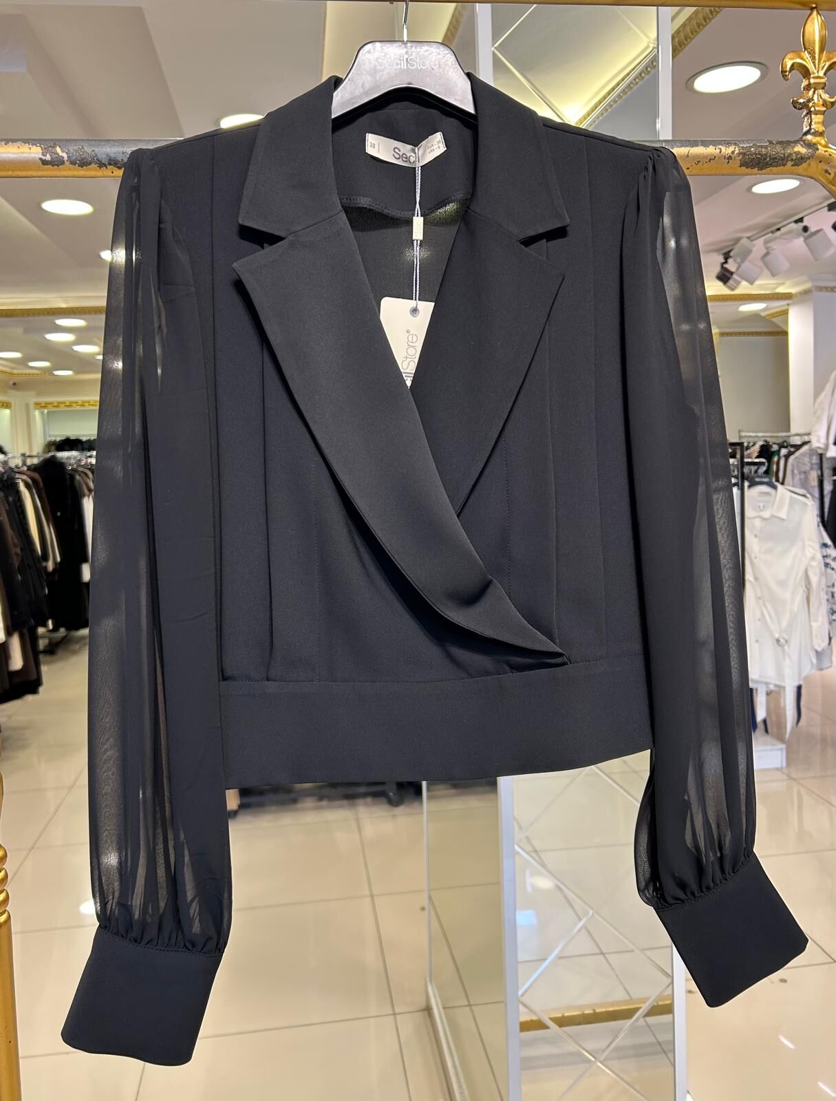 KRUVAZE YAKA KREP KUMAŞ BLUZ /SEÇİL