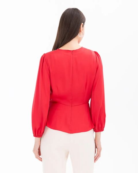 YUVARLAK YAKA BAĞLAMALI BLUZ