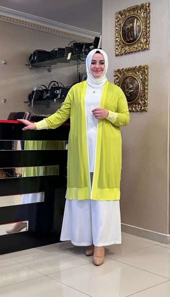 BEYAZ ÇİZGİ VE DÜĞME DTY. HIRKA/TIĞTRİKO