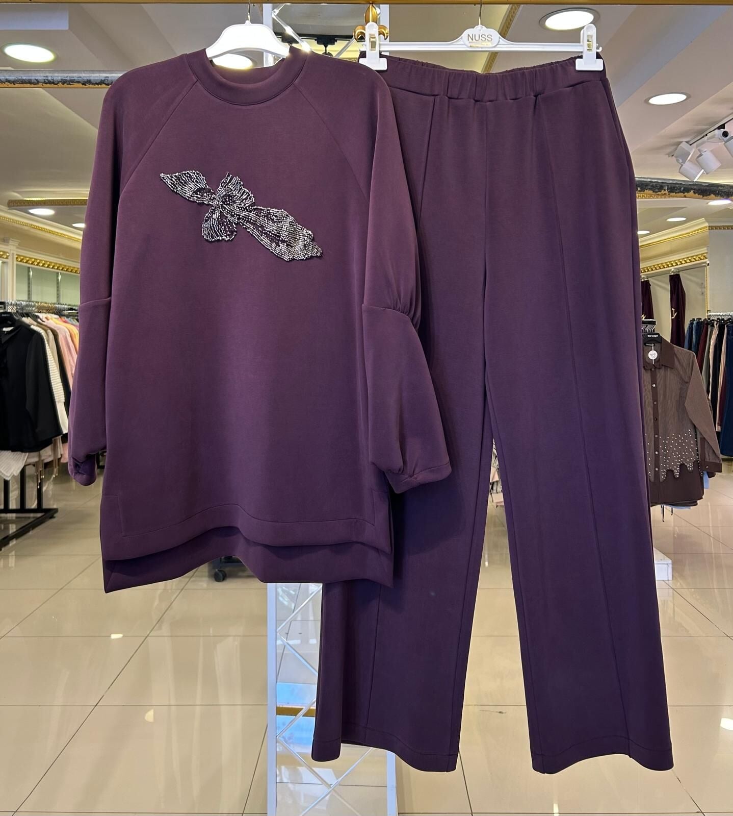 TUNİĞİ BONCUK İŞLEMELİ MODAL TAKIM/ NUSS 1077