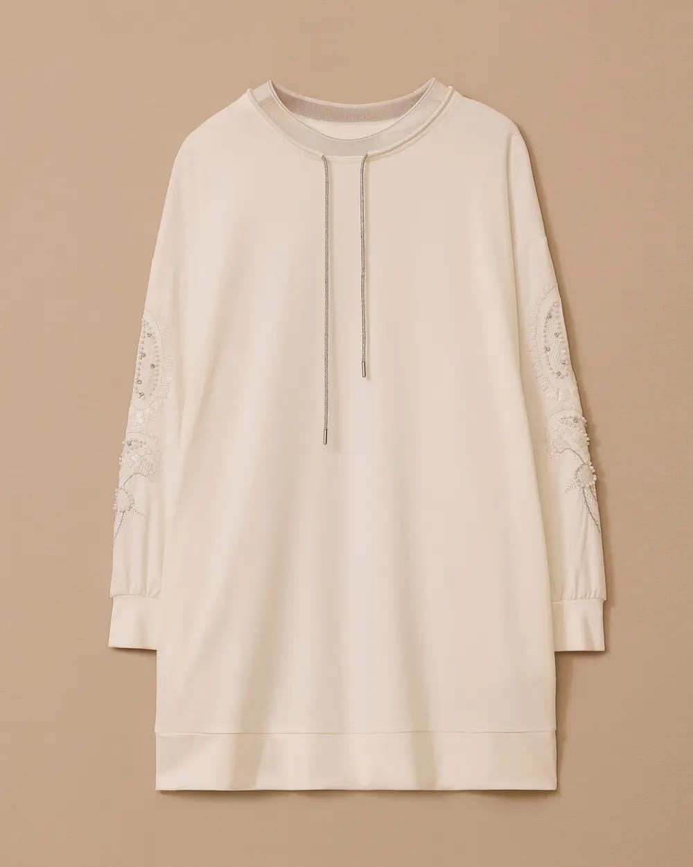 YUVARLAK YAKA KOL DETAYLI SWEATSHIRT /SEÇİL