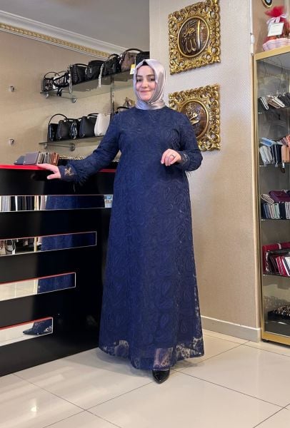 DANTEL İŞLEME TÜY DETAY ABİYE ELBİSE/ TASVİR