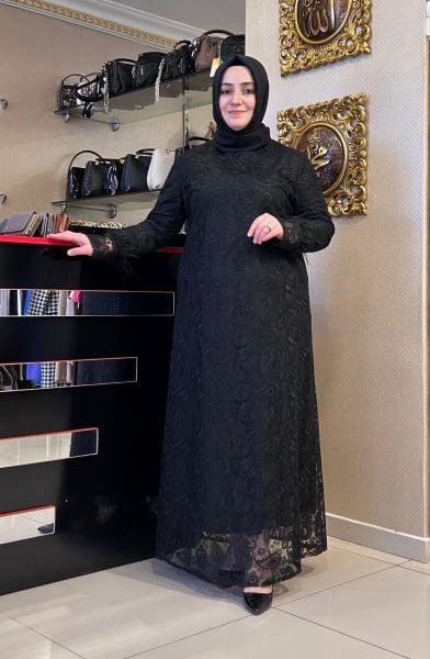 DANTEL İŞLEME TÜY DETAY ABİYE ELBİSE/ TASVİR