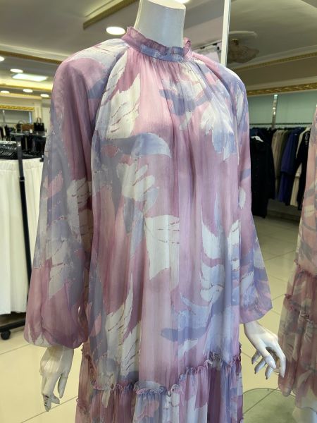 ŞİFON ETEĞİ KATLI ELBİSE/SEÇİL