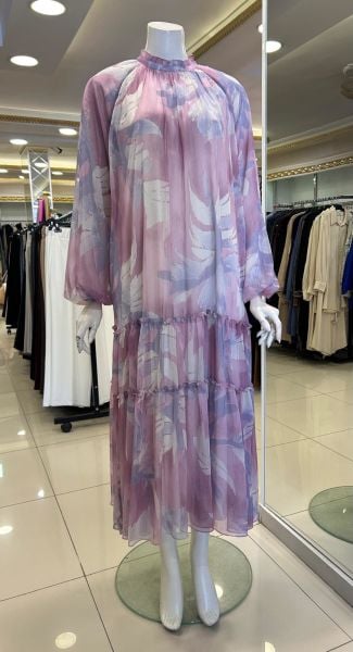 ŞİFON ETEĞİ KATLI ELBİSE/SEÇİL