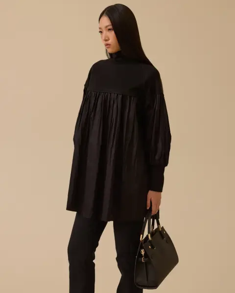 ÇİFT KUMAŞLI PİLE DETAYLI TUNİK/ SEÇİL