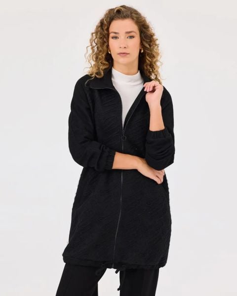 Nakışlı fermuar detaylı kap