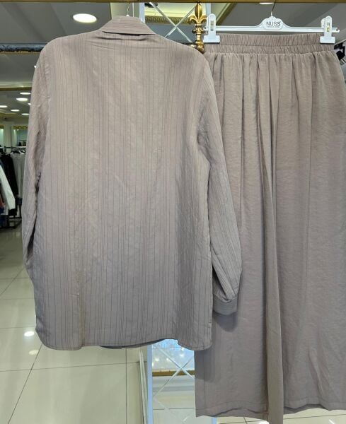 TUNİĞİ ÇİZGİLİ KOL DTY. MODAL KREP TAKIM/ NUSS