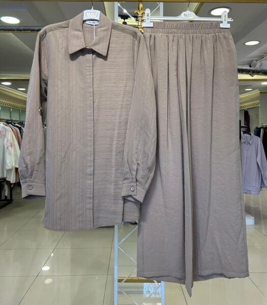 TUNİĞİ ÇİZGİLİ KOL DTY. MODAL KREP TAKIM/ NUSS