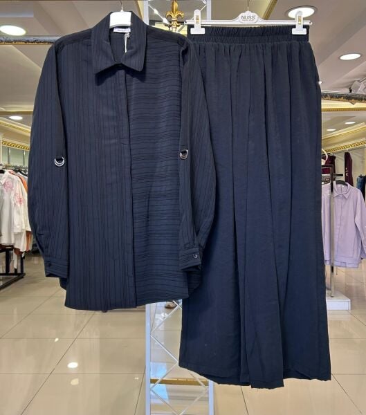 TUNİĞİ ÇİZGİLİ KOL DTY. MODAL KREP TAKIM/ NUSS