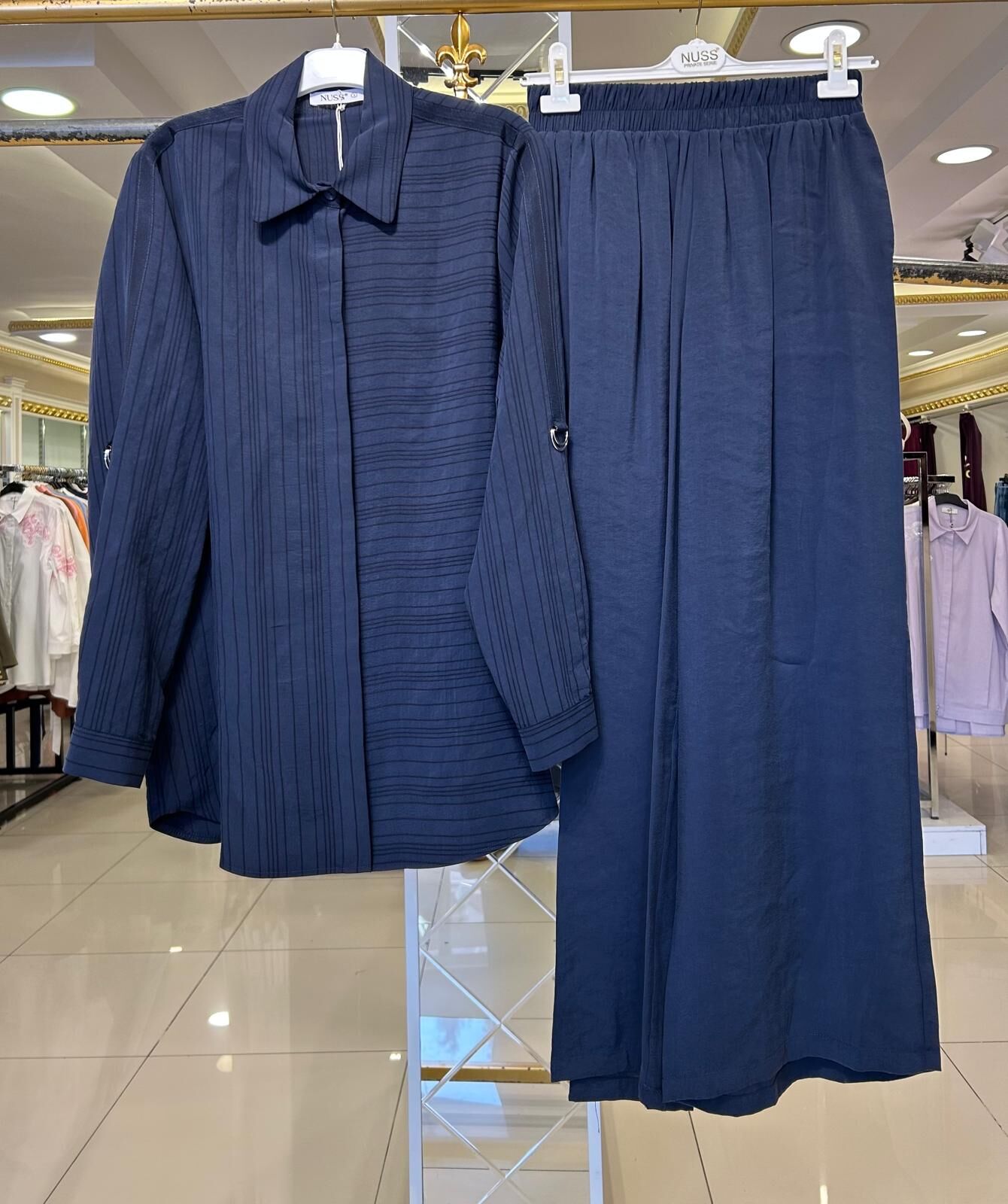 TUNİĞİ ÇİZGİLİ KOL DTY. MODAL KREP TAKIM/ NUSS