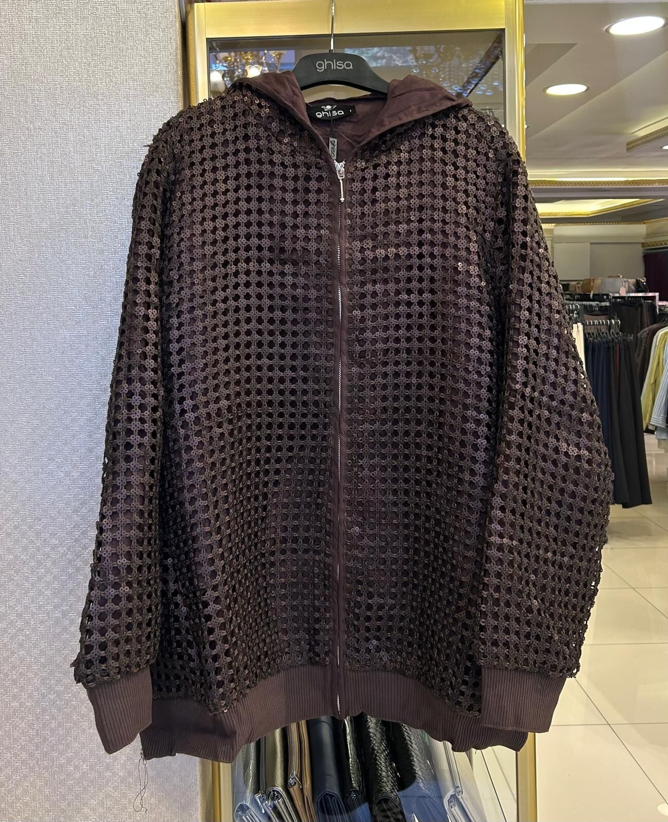 PUL İŞLEMELİ FİLE MODEL KAPÜŞONLU CEKET/ GHISA 3532