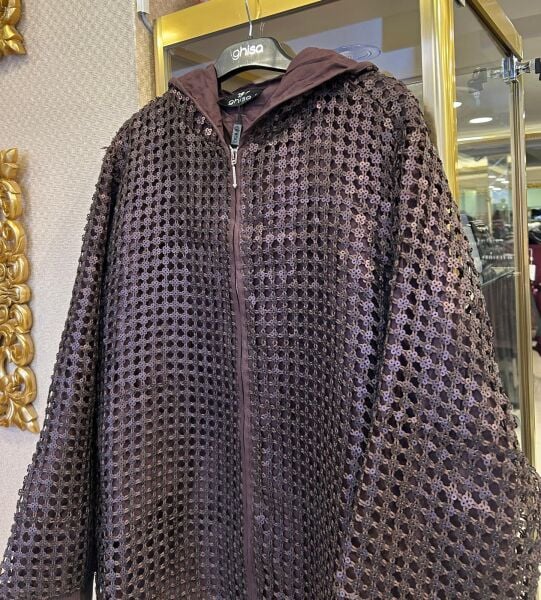 PUL İŞLEMELİ FİLE MODEL KAPÜŞONLU CEKET/ GHISA 3532