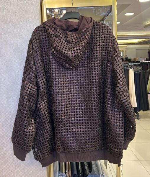 PUL İŞLEMELİ FİLE MODEL KAPÜŞONLU CEKET/ GHISA 3532