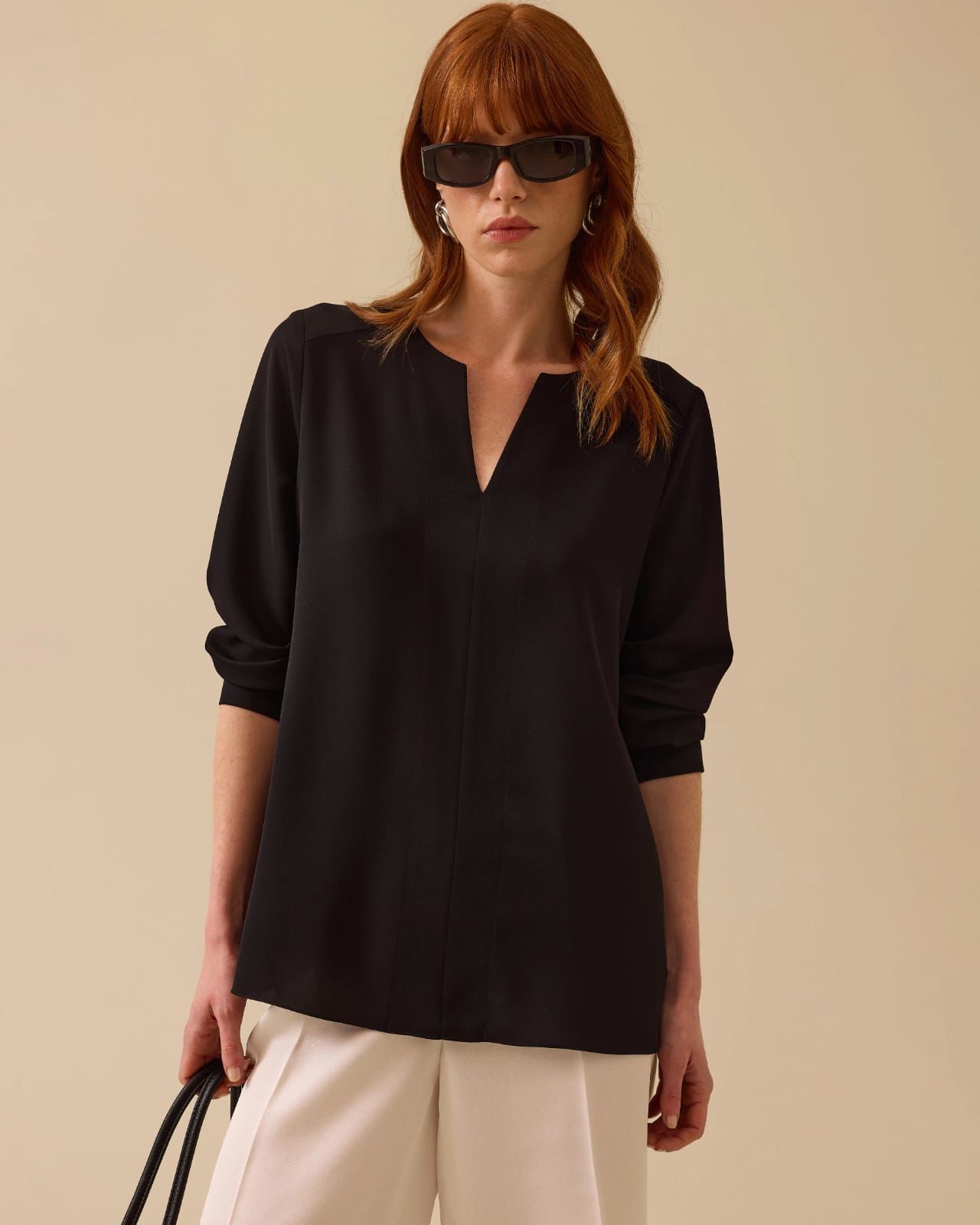 V YAKA GENİŞ KESİM BLUZ /SEÇİL