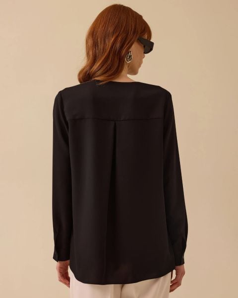 V YAKA GENİŞ KESİM BLUZ /SEÇİL