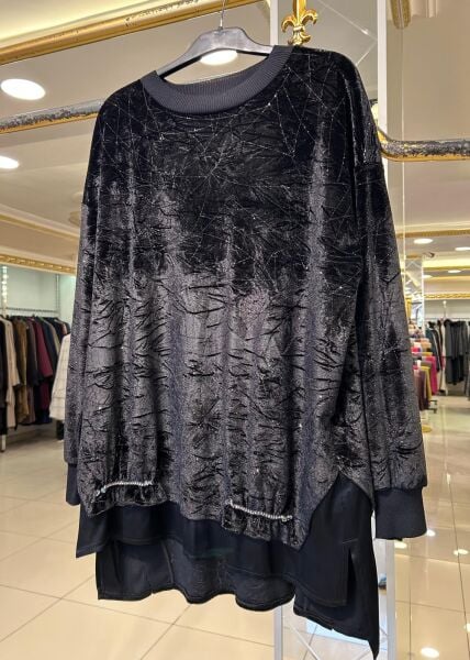 IŞILTI VE TAŞ DTY. KADİFE TUNİK /TIĞTRİKO    