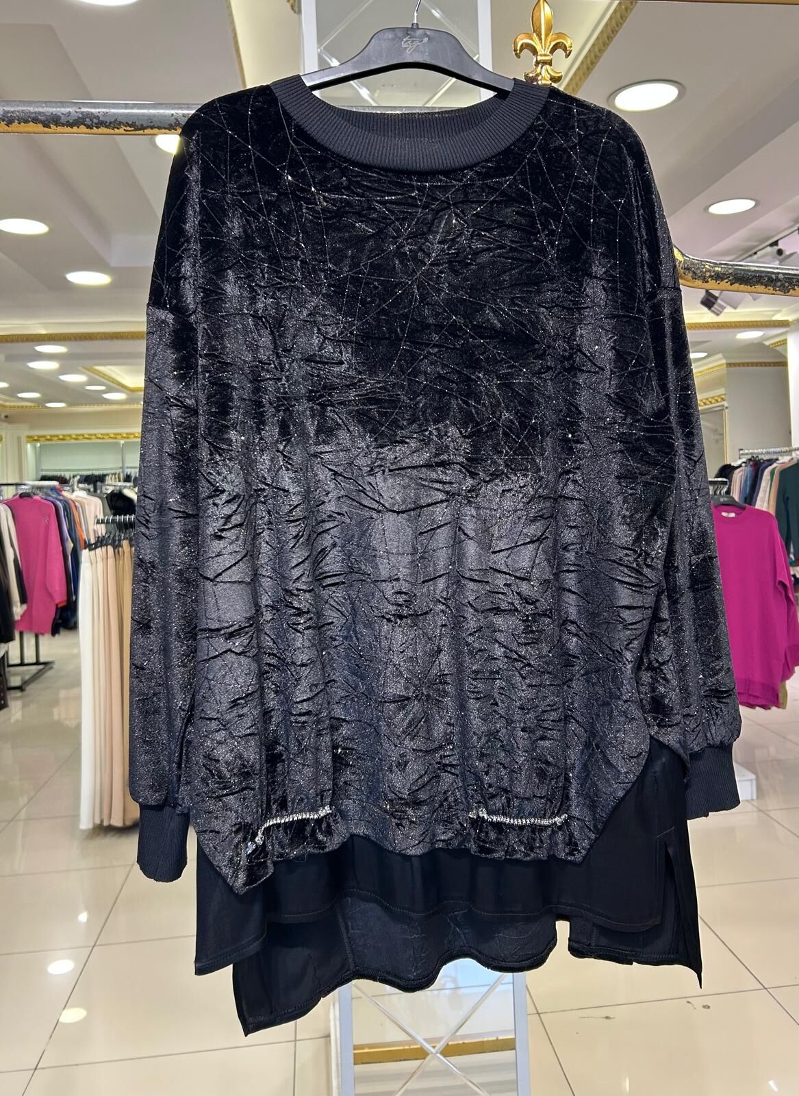 IŞILTI VE TAŞ DTY. KADİFE TUNİK /TIĞTRİKO    