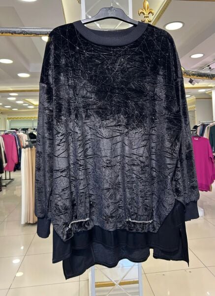 IŞILTI VE TAŞ DTY. KADİFE TUNİK /TIĞTRİKO    