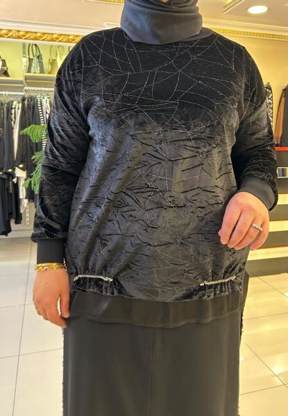 IŞILTI VE TAŞ DTY. KADİFE TUNİK /TIĞTRİKO    