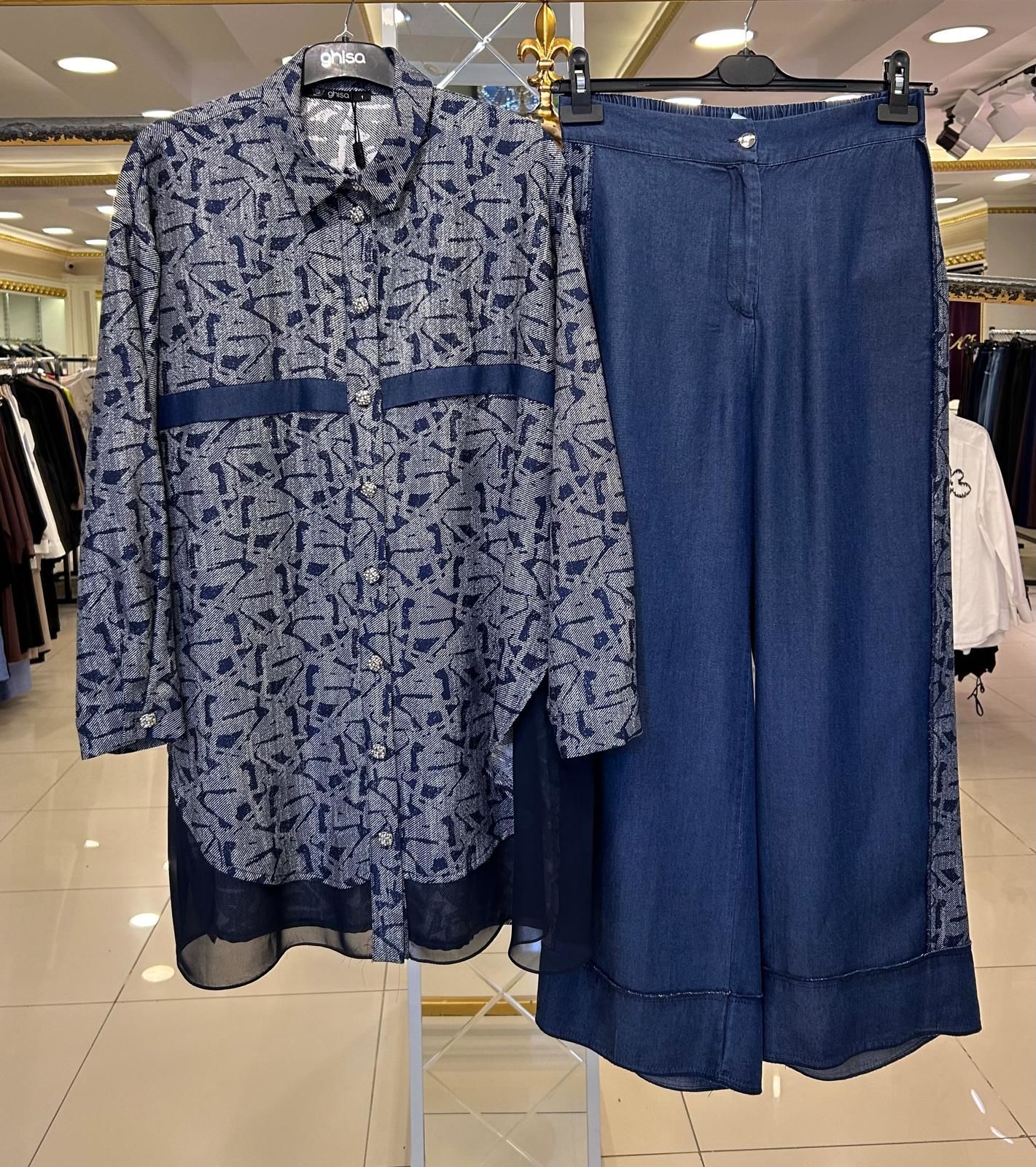 DESENLİ TUNİK VE TENSEL KOT PANTOLON TAKIM/GHISA