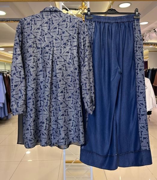 ﻿DESENLİ TUNİK VE TENSEL KOT PANTOLON TAKIM/GHISA