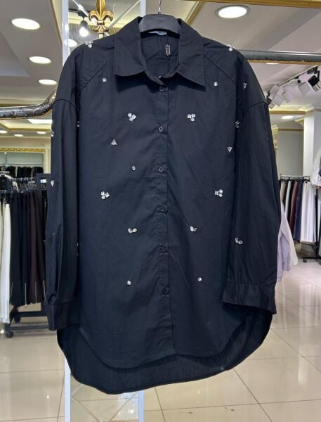 ÜZERİ TAŞ İŞLEMELİ PAMUK GÖMLEK/ GHISA