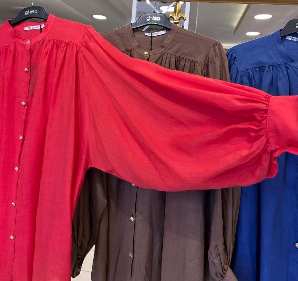 BALON KOL DETAYLI KETEN GÖMLEK/GHISA