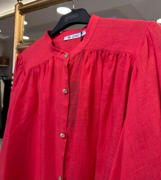 BALON KOL DETAYLI KETEN GÖMLEK/GHISA