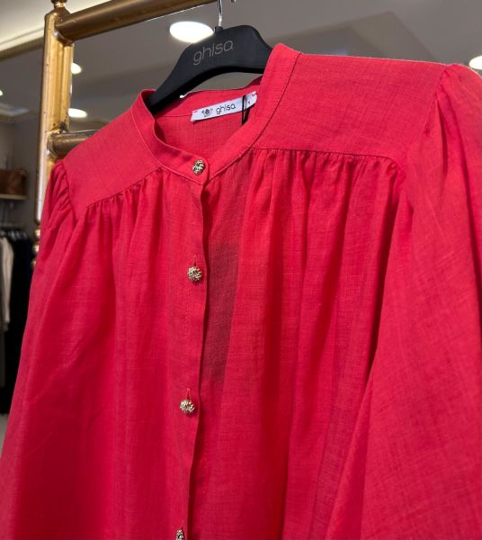 BALON KOL DETAYLI KETEN GÖMLEK/GHISA