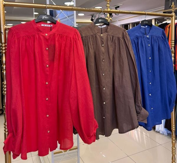 BALON KOL DETAYLI KETEN GÖMLEK/GHISA