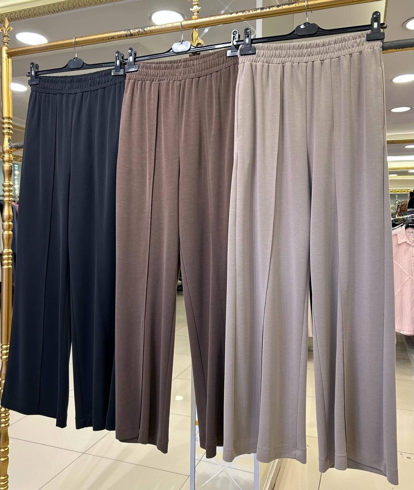 ÖNÜ DİKİŞLİ PİKE KUMAŞ BOL PAÇA PANTOLON /GLARE