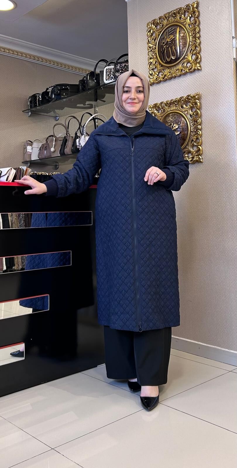 KAPİTONE DESEN FERMUARLI PARDESÜ/SEÇİL