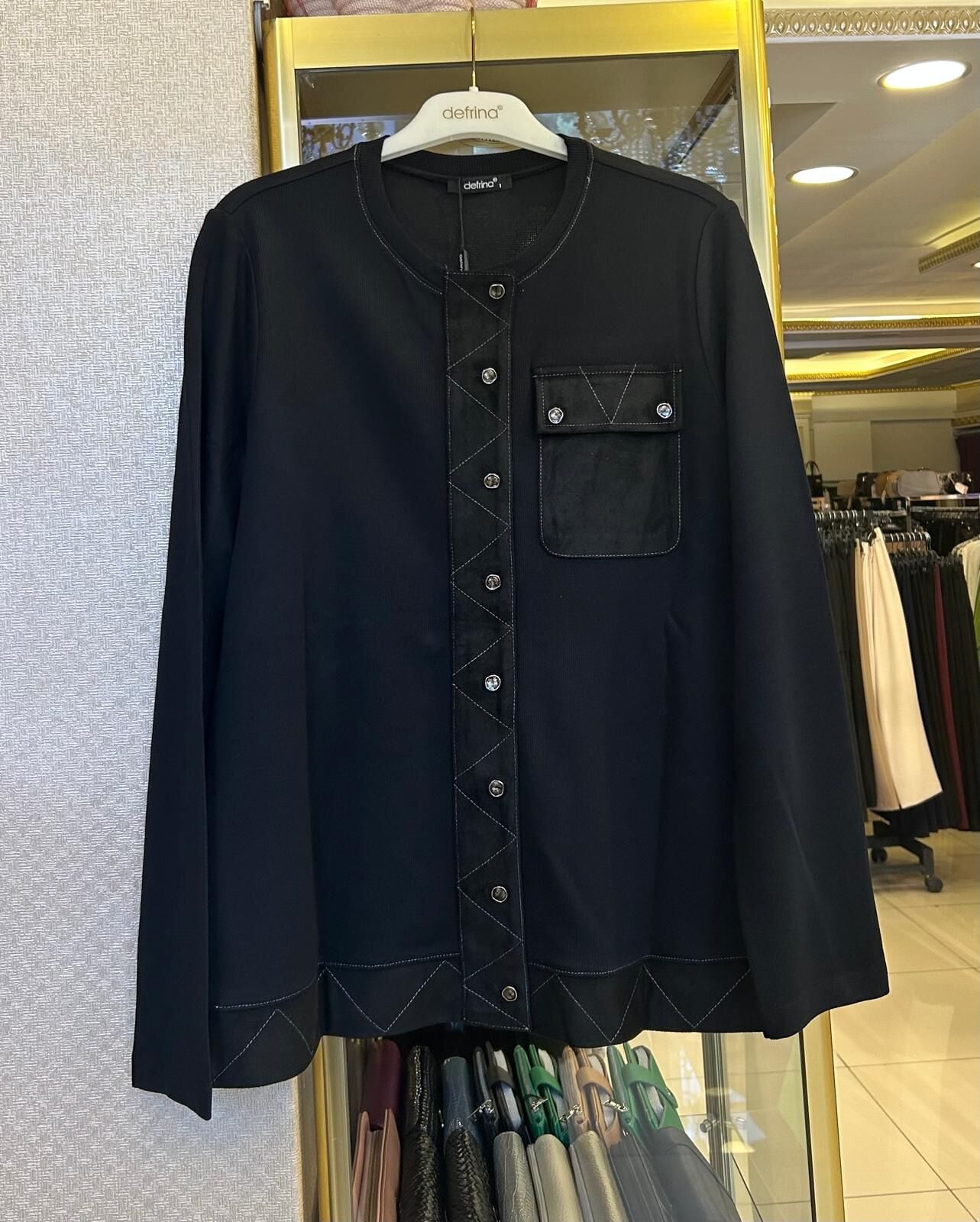 DÜĞME VE CEP DTY. ÖRME KUMAŞ BLUZ/DEFRİNA 11257