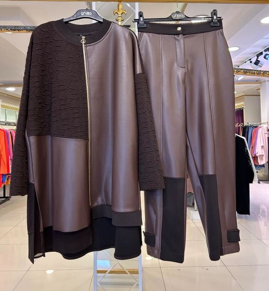 KABARTMA VE DERİ DTY. PANTOLONLU TAKIM/GHISA