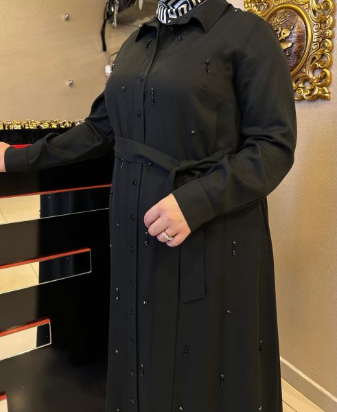 TAŞ İŞLEMELİ KUŞAK DTY. IŞIL ELBİSE /MÜSEMMA